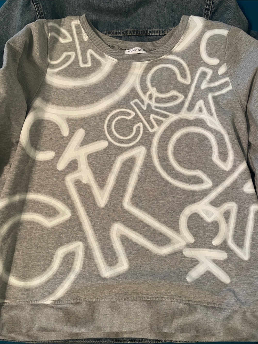 Calvin Klein Grey Sweatshirt with White CK Logo Print